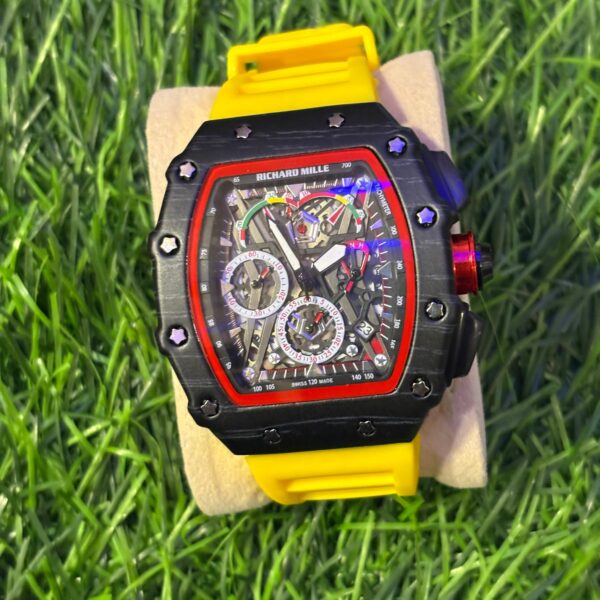Rich🔥rd Mi🔥lie Yellow Silicon Strap Belt Watch