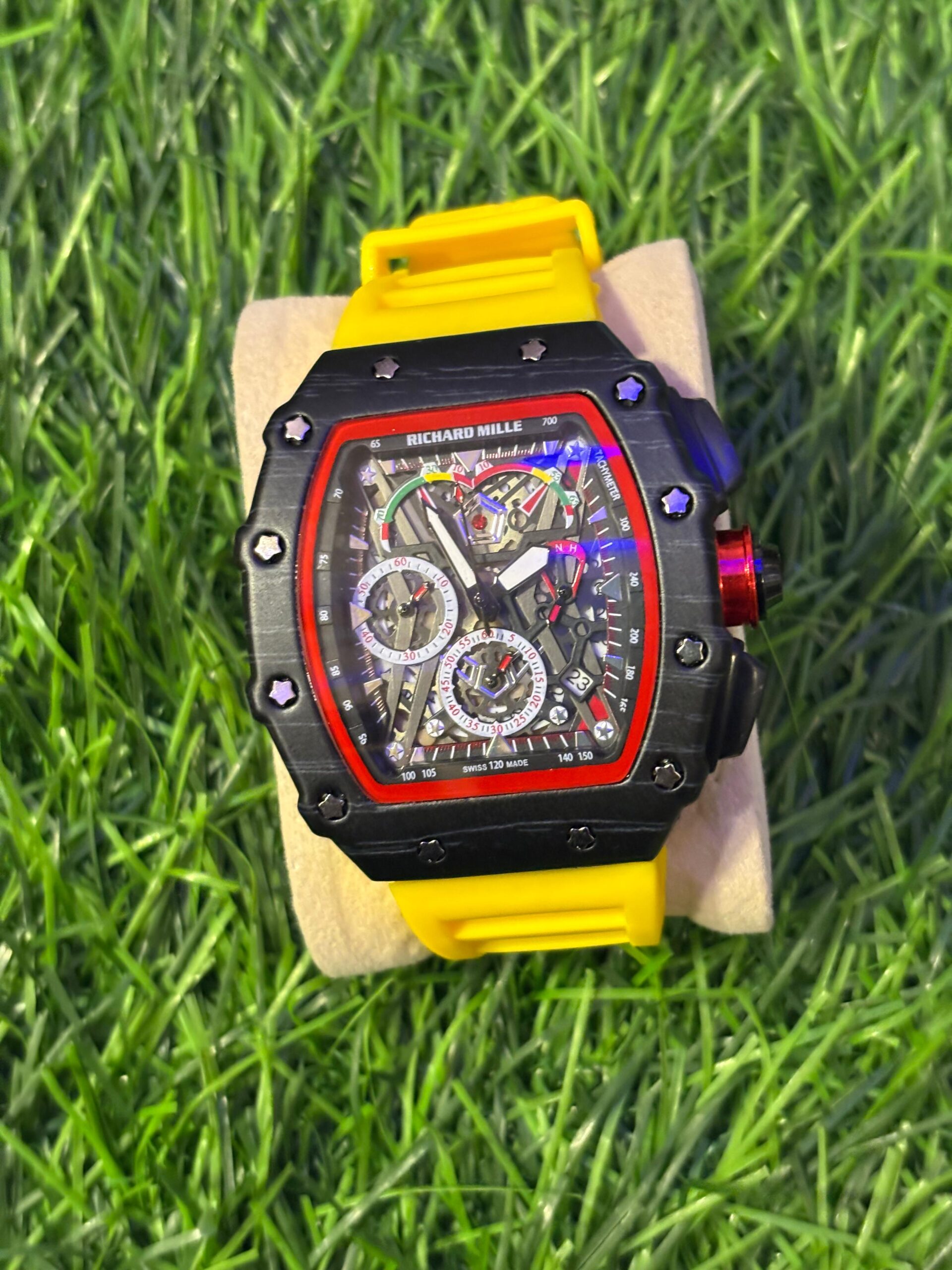 WhatsApp Image 2025-09-12 at 1.16.55 PM Rich🔥rd Mi🔥lie Yellow Silicon Strap Belt Watch - Image 1