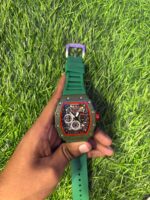 Rich🔥rd Mi🔥lie Wood Grain & Green Silicon Strap Belt Watch - Image 2