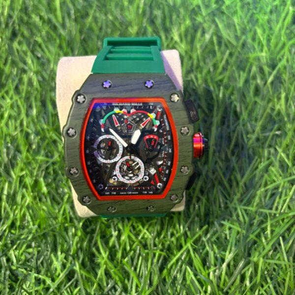 Rich🔥rd Mi🔥lie Wood Grain & Green Silicon Strap Belt Watch
