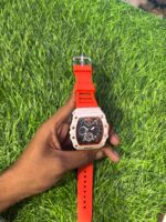 Rich🔥rd Mi🔥lie Wood Grain & Red Silicon Strap Belt Watch - Image 2
