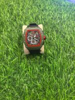 Rich🔥rd Mi🔥lien Patterned Green & Black Silicon Strap Belt Watch