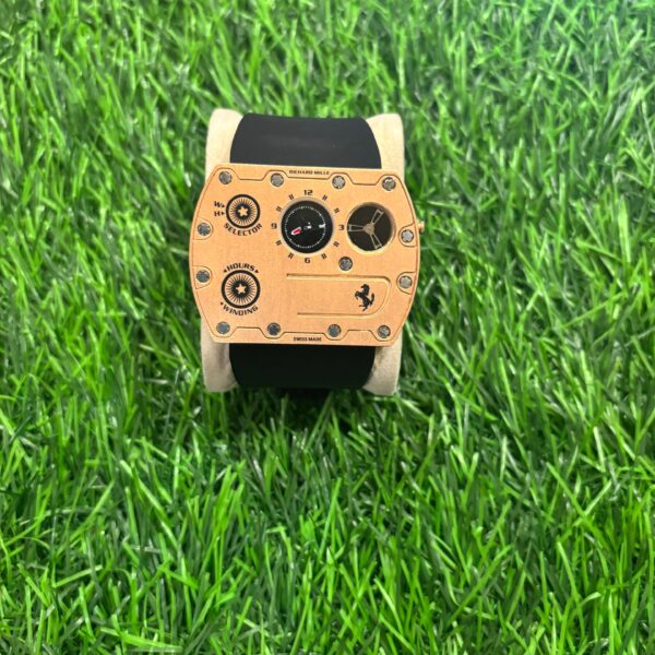 Rich🔥rd Mi🔥lie3D Ferrari Edition Rose Gold & Black Silicon Strap Belt Watch