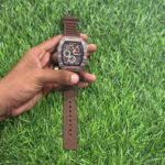 Rich🔥rd Mi🔥lie Patterned Grey & Brown Silicon Strap Belt Watch - Image 2