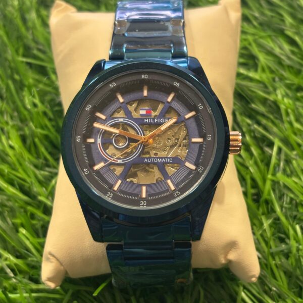 T🔥mmy Hil🔥iger automatic Blue Strap Chain Strap watch