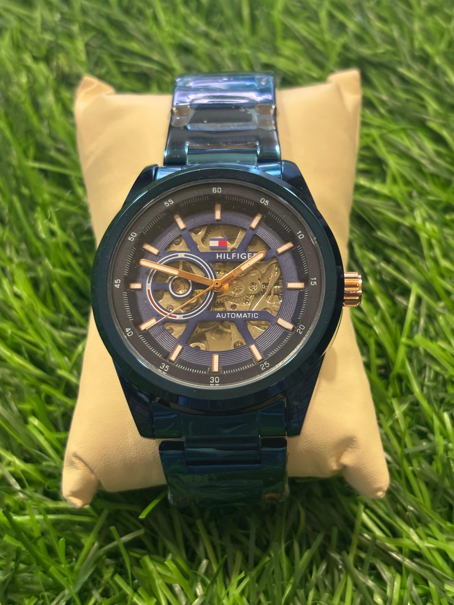 WhatsApp Image 2025-09-17 at 12.24.56 AM T🔥mmy Hil🔥iger automatic Blue Strap Chain Strap watch - Image 1