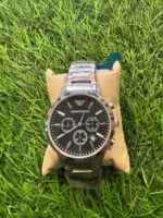 Emp🔥rio Arm🔥ni Silver & Black Chain Watch