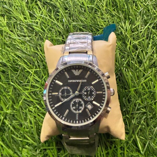 Emp🔥rio Arm🔥ni Silver & Black Chain Watch