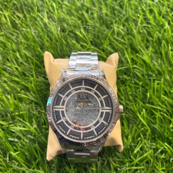 Arm🔥ni Exch🔥nge Silver & Black automatic watch