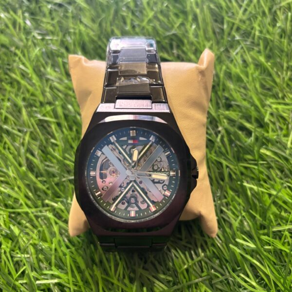 T🔥mmy Hil🔥iger Automatic Black Chain watch