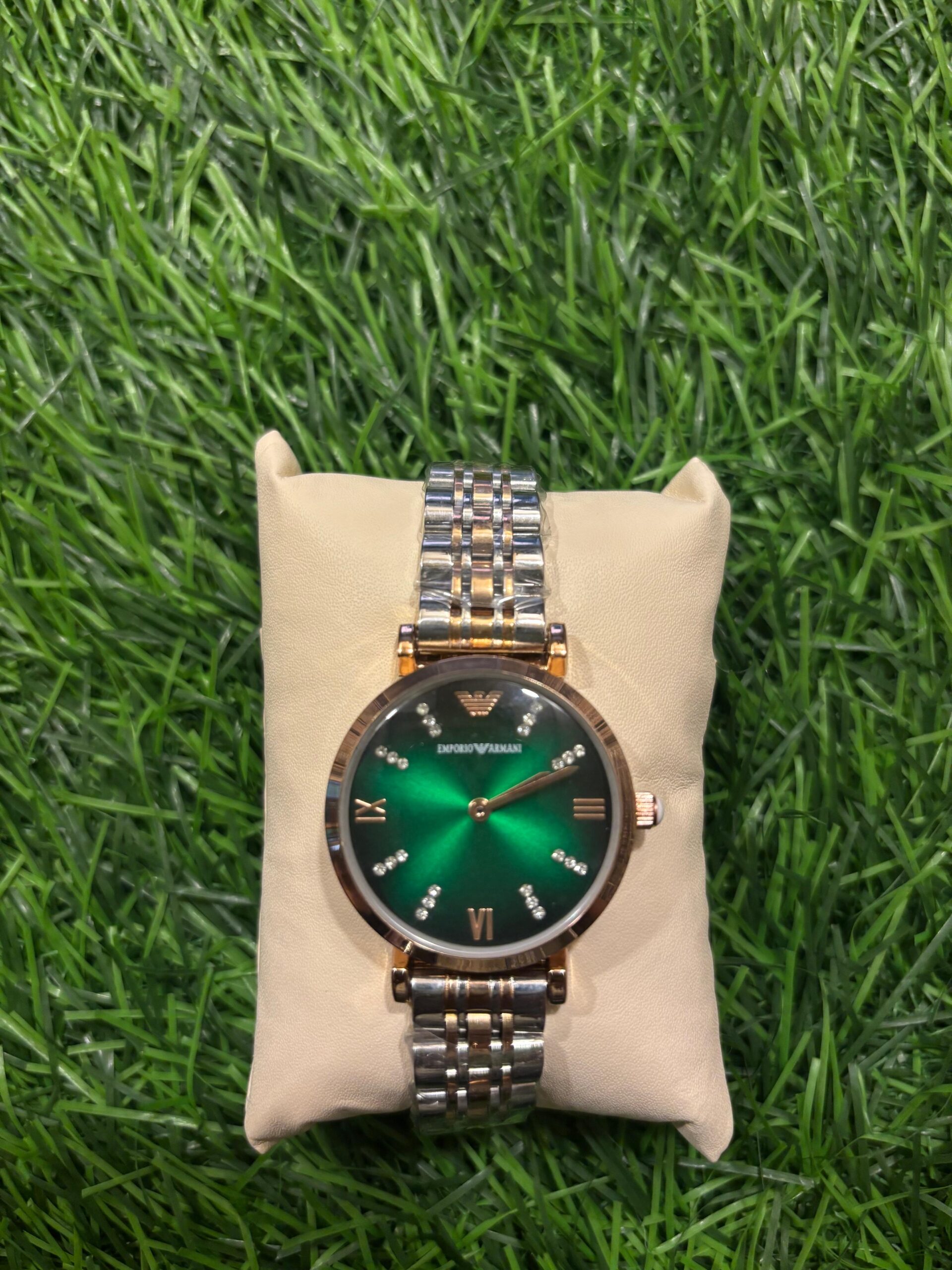 WhatsApp Image 2025-09-23 at 2.15.29 PM Emp🔥rio Arm🔥ni Dual Tone (Rose Gold, Silver & Green) watch - Image 1