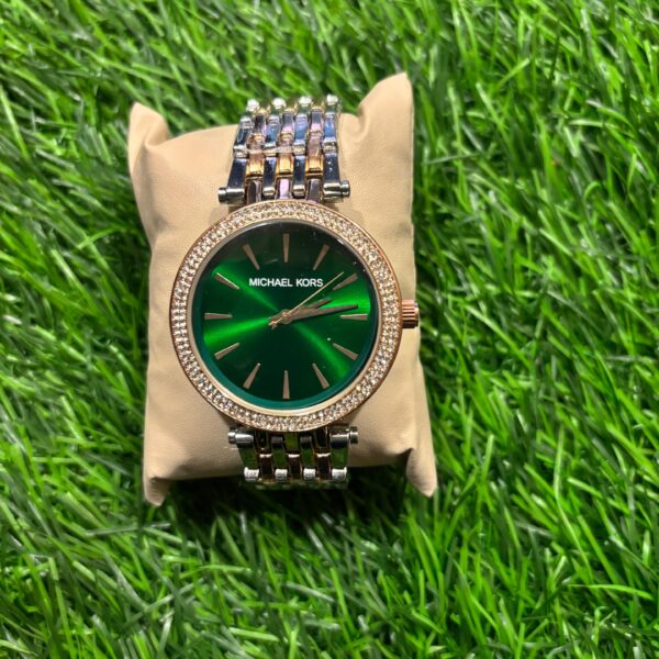 M🔥ch🔥el K🔥rs Dual Tone (Rose Gold, Silver & Green) watch for women's