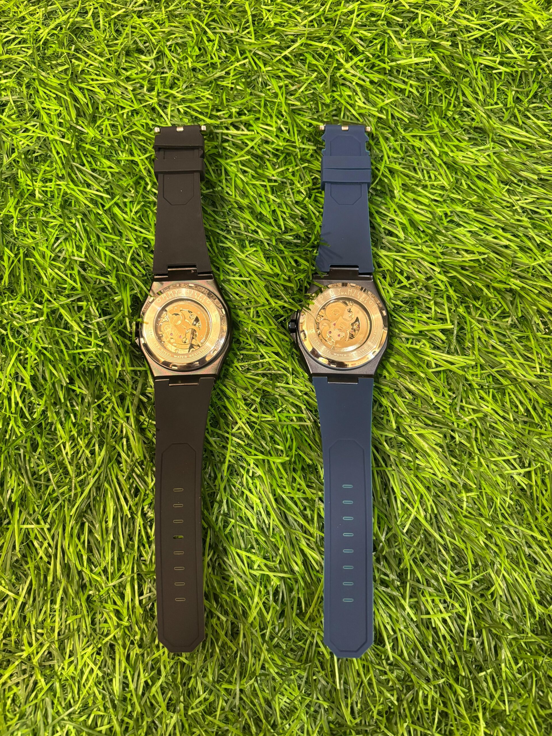 WhatsApp Image 2025-09-24 at 11.33.44 PM T🔥mmy Hil🔥iger Automatic Silicon belt watch (Black & Blue Colour) - Image 1