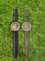 T🔥mmy Hil🔥iger Red Silicon belt watch (Black & Green Colour)