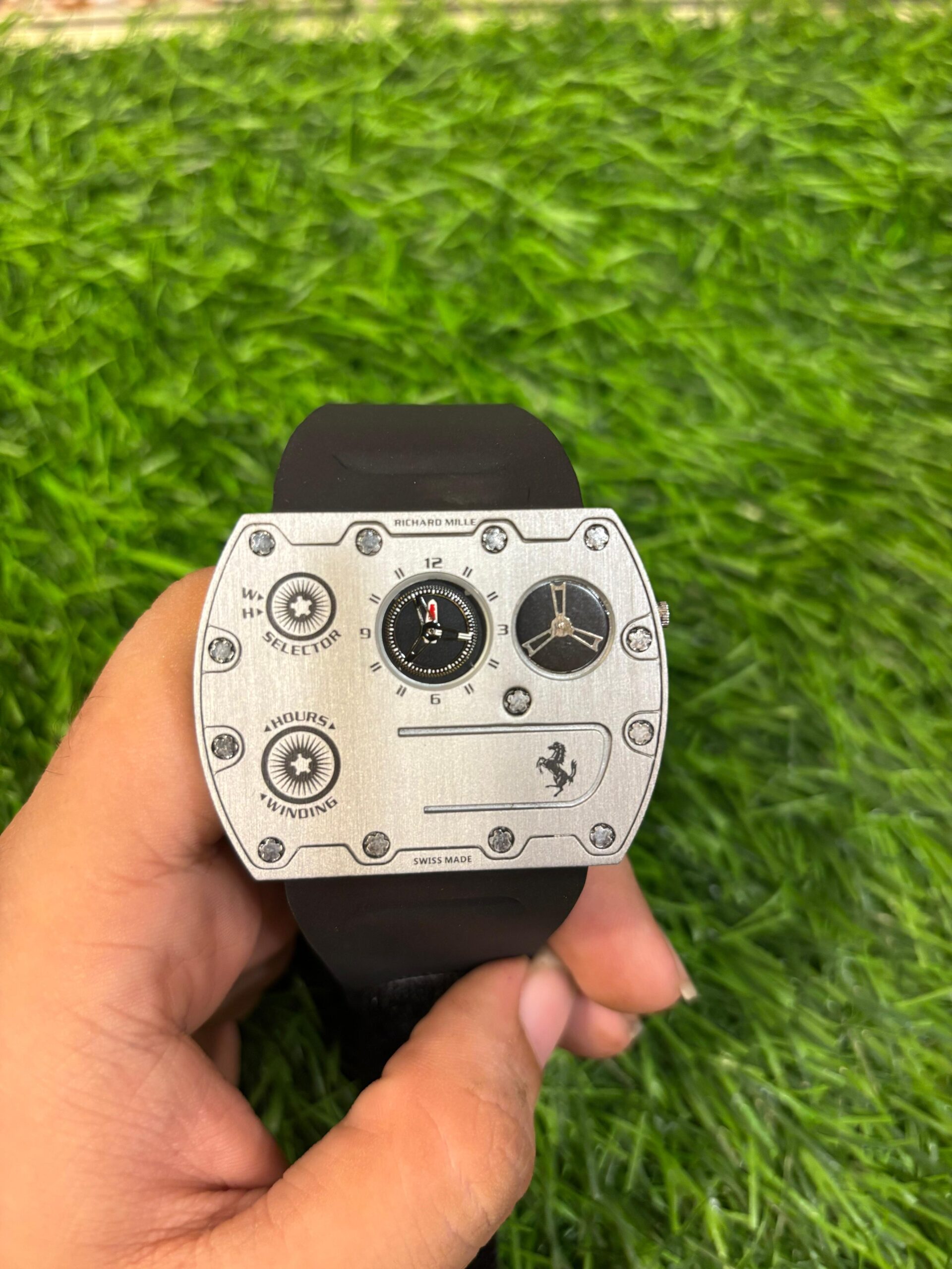 WhatsApp Image 2025-09-24 at 3.06.56 PM Rich🔥rd Mi🔥lie Ferrari edition watch Silver - Image 1