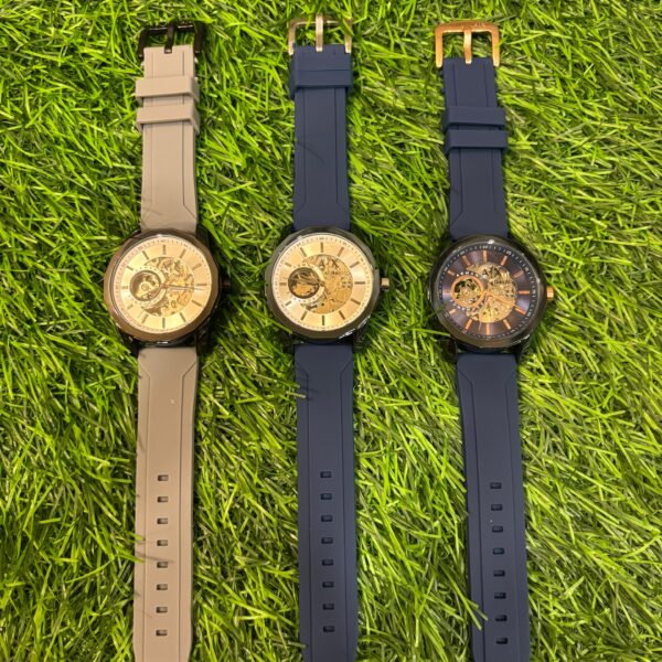 Arm🔥ni Exch🔥nge Automatic leather belt watch  (Blue, blue & rose gold, Grey Colour Available)