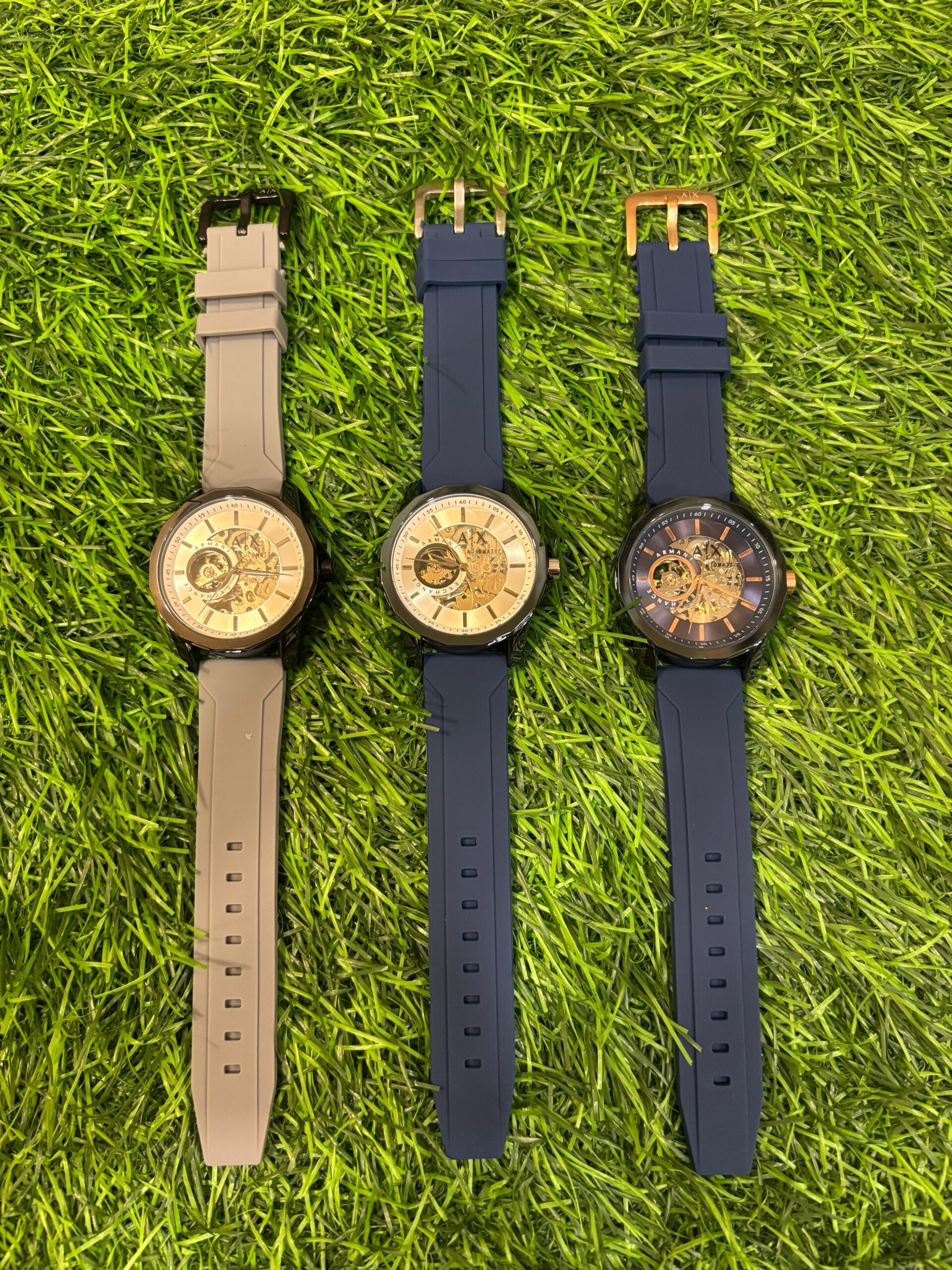 WhatsApp Image 2025-09-25 at 12.51.52 AM Arm🔥ni Exch🔥nge Automatic leather belt watch (Blue, blue & rose gold, Grey Colour Available) - Image 1