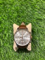 T🔥ss🔥t Silver Dial & Brown Strap leather belt Watch
