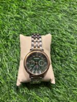 F🔥ssil chain Dual Tone (Green Dial) watch for women