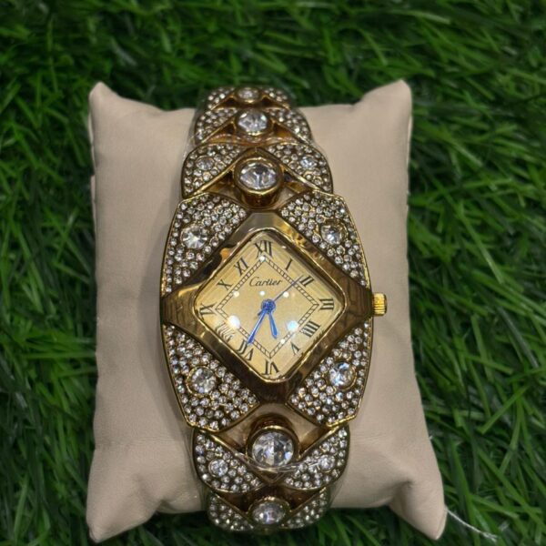 C🔥rtier golden Gold stone watch for women