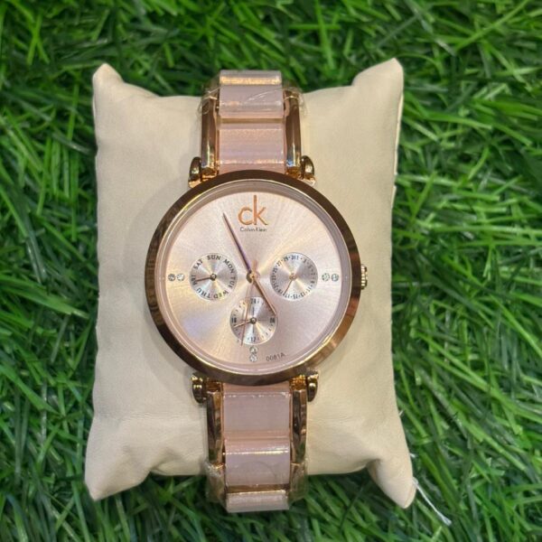 C🔥lvin Kl🔥in chronograph Rose Gold & Pink watch for Women's
