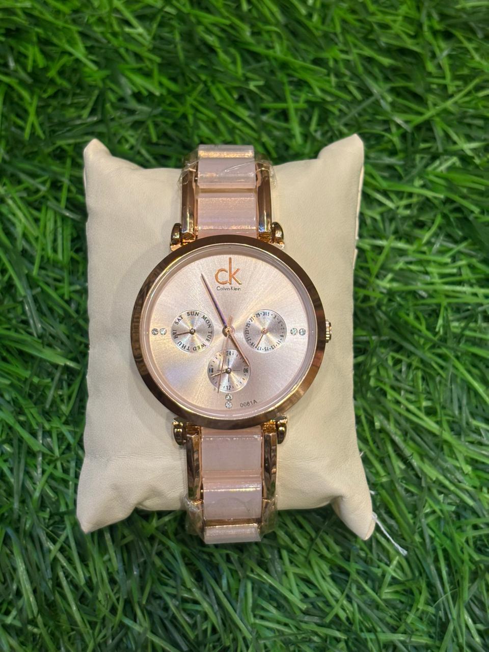 WhatsApp Image 2025-10-04 at 2.42.29 PM (1) C🔥lvin Kl🔥in chronograph Rose Gold & Pink watch for Women's - Image 1