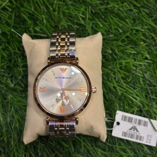 Emp🔥rio Arm🔥ni Dual tone chain pitch dial Watch For Women's