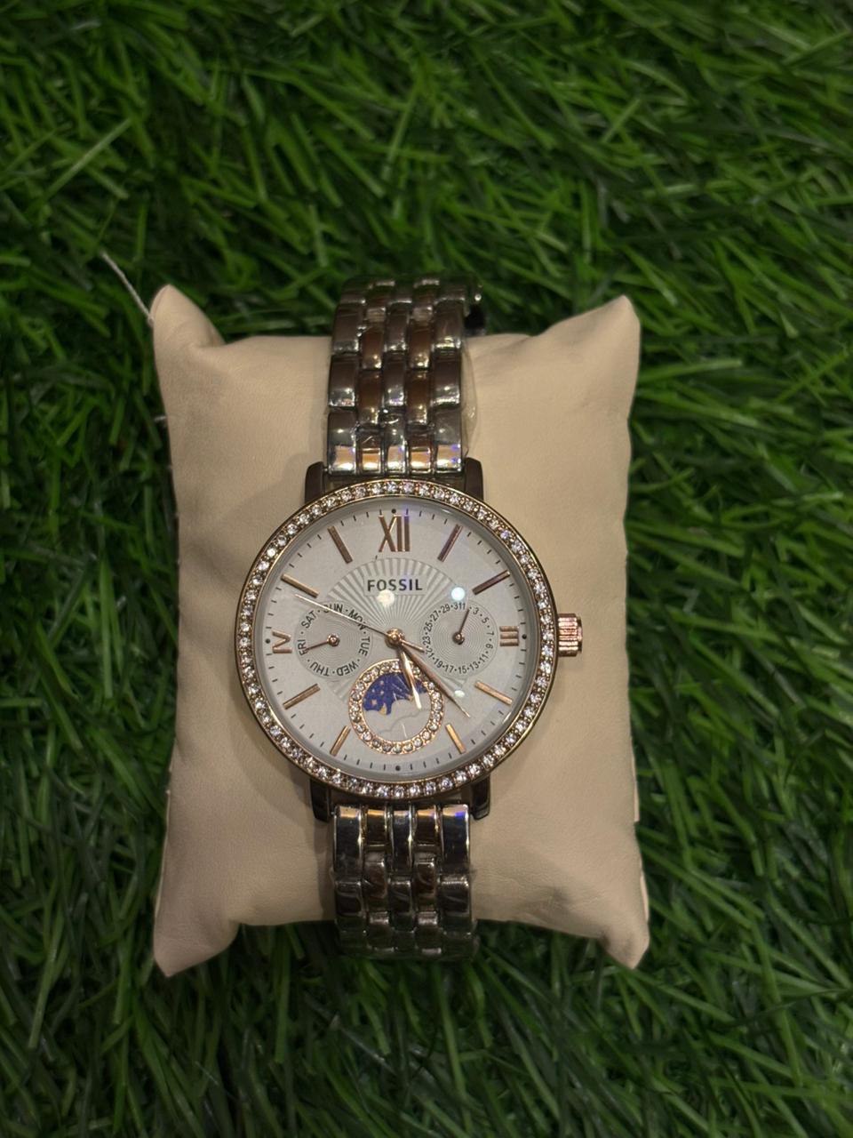 WhatsApp Image 2025-10-04 at 8.45.41 AM F🔥ssil Copper chain watch chronograph watch for women - Image 1