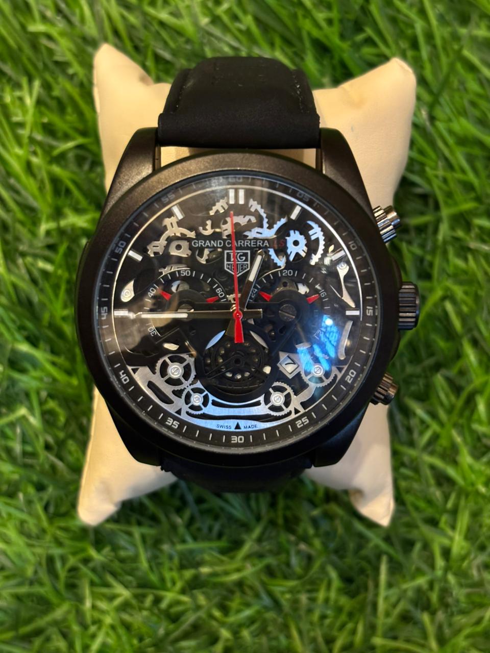 WhatsApp Image 2025-10-10 at 9.33.17 AM T🔥g He🔥er cr7 Grand Carrera black belt watch for men - Image 1