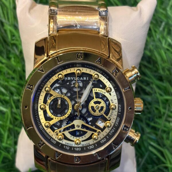 B🔥lg🔥ri Golden Chain chronograph watch