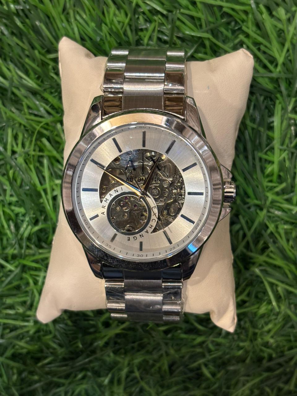 WhatsApp Image 2025-10-10 at 9.35.04 AM Arm🔥ni Exch🔥nge automatic silver chain watch - Image 1