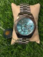 R🔥lex Sky-Dweller silver chain watch