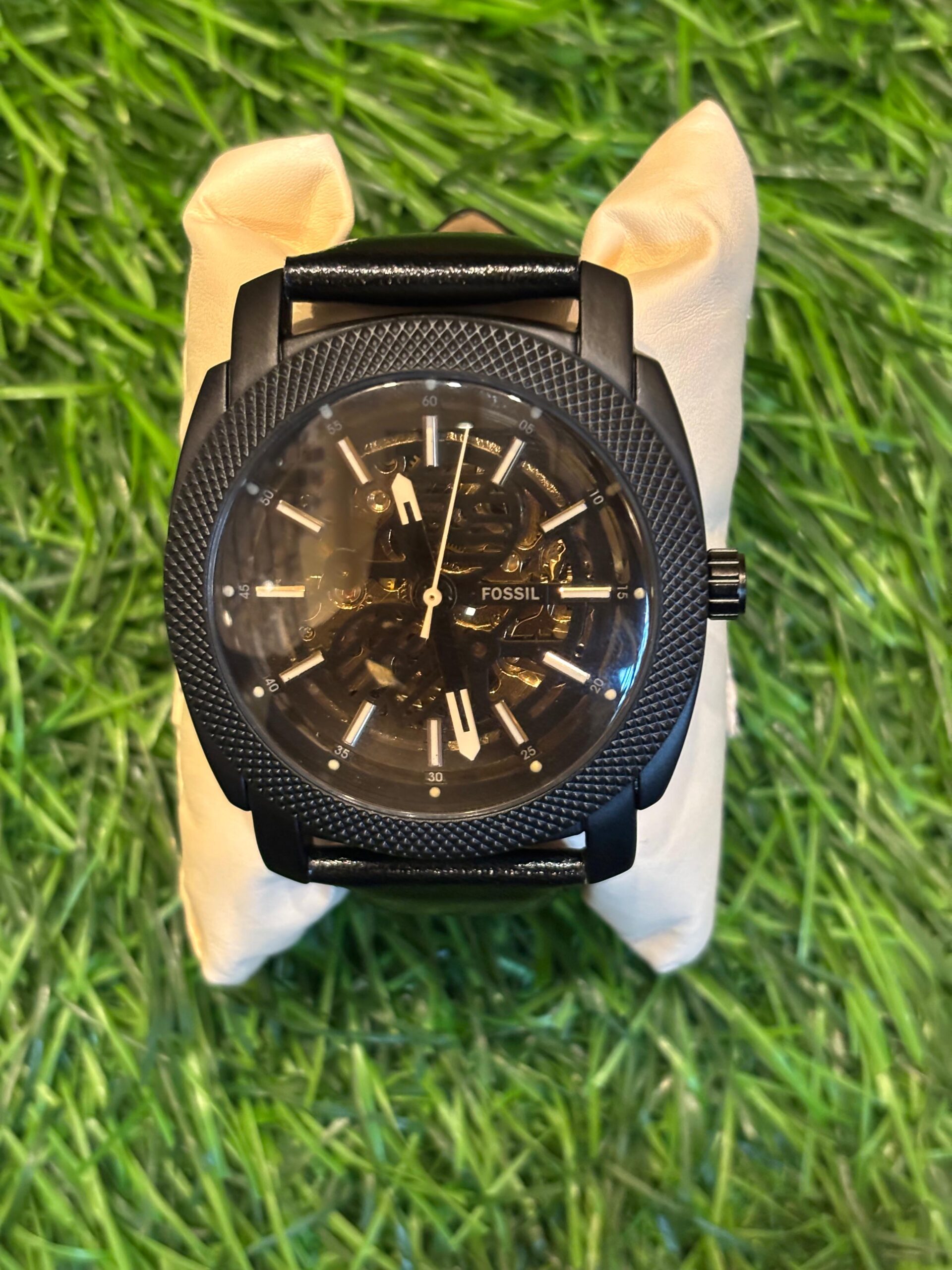 WhatsApp Image 2025-10-15 at 2.50.15 AM F🔥ssil skeleton Tier automatic black leather belt watch for men - Image 1