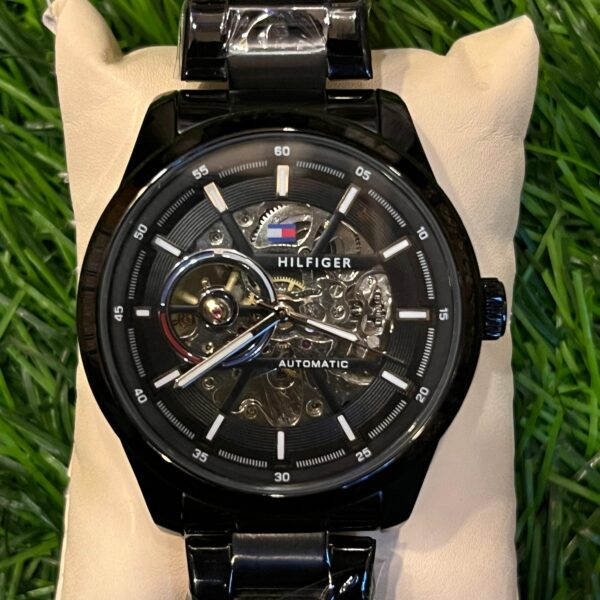 T🔥mmy Hil🔥iger black chain automatic watch for men