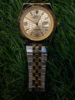 R🔥lex date dual tone chain honeycomb watch for men - Image 2