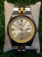 R🔥lex date dual tone chain honeycomb watch for men