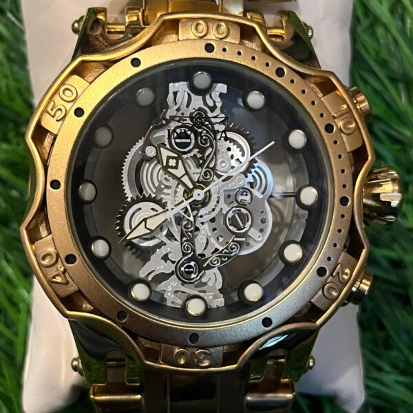 Inv🔥cta skeleton dial Golden Chain watch for men