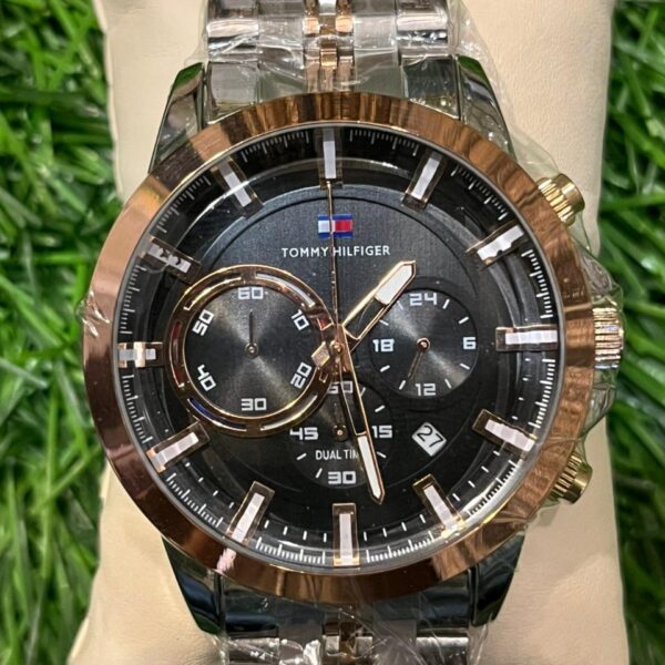 T🔥mmy Hil🔥iger chrono dual tone chain watch for men