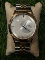 Om🔥ga slim dual tone chain watch for men