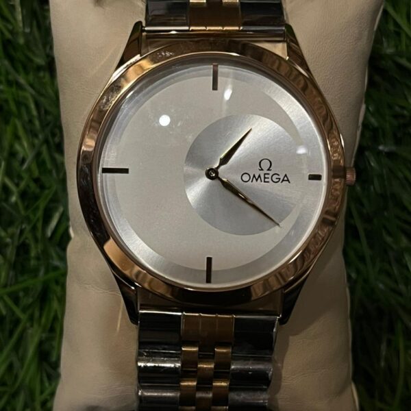 Om🔥ga slim dual tone chain watch for men