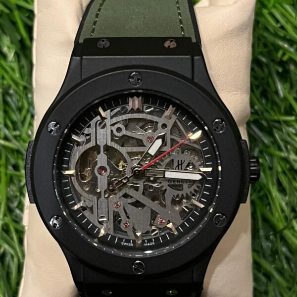 H🔥bl🔥t automatic Full Black (Green Strap) belt watch for men