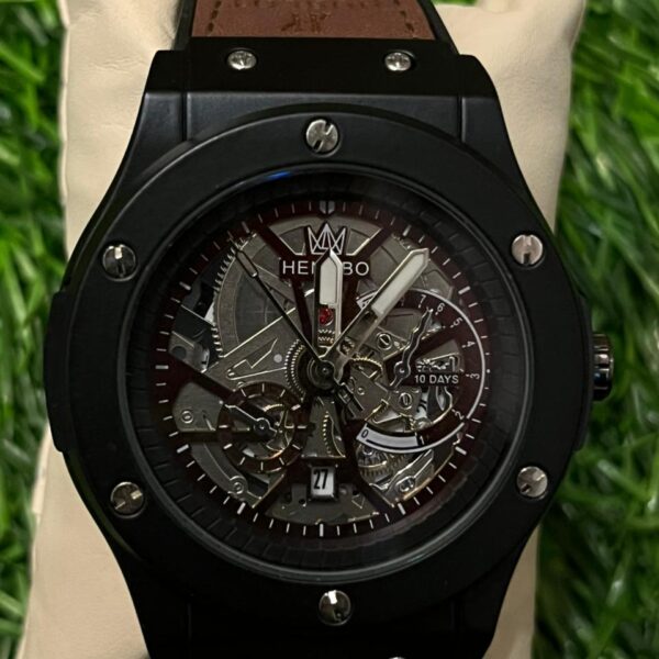 H🔥bl🔥t Automatic black brown belt watch for men