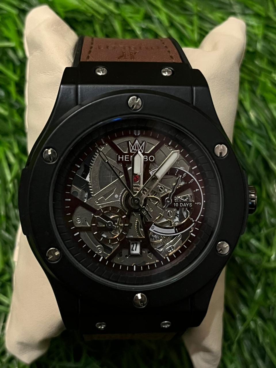 WhatsApp Image 2025-10-29 at 11.14.48 PM H🔥bl🔥t Automatic black brown belt watch for men - Image 1