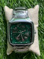 R🔥do square dial silver chain green dial watch for men