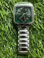 R🔥do square dial silver chain green dial watch for men - Image 2