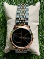 C🔥lvin Kl🔥in Dual Tone Chain – Black Dial for Women's