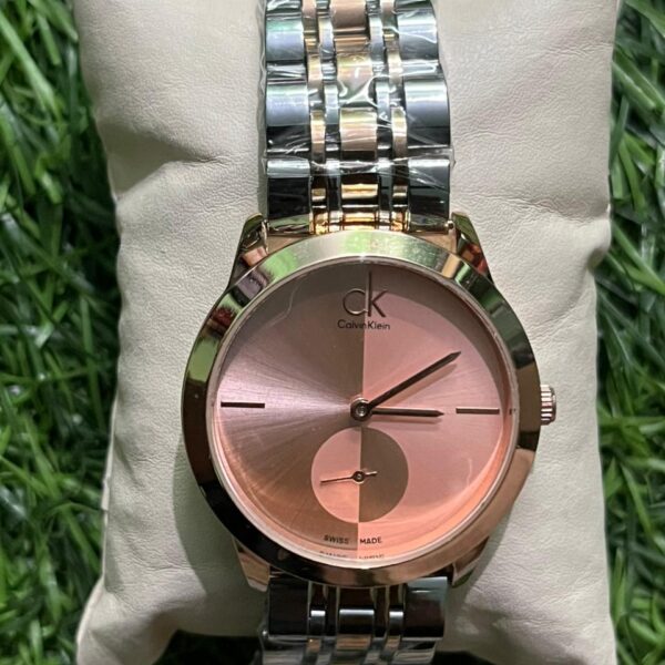 C🔥lvin Kl🔥in Dual Tone Chain– Pinkish Dial for Women's