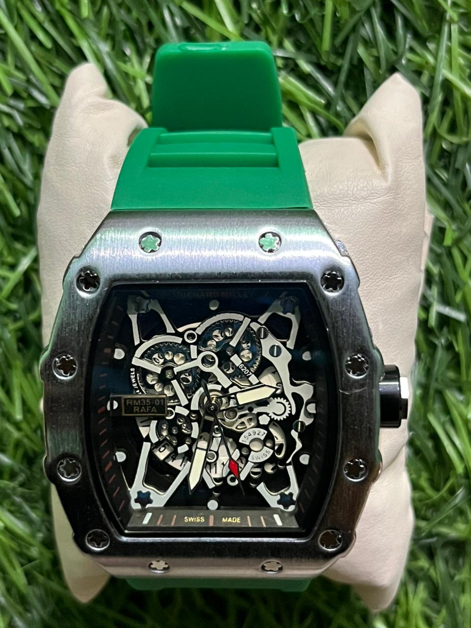 WhatsApp Image 2025-11-17 at 12.03.23 PM (1) Rich🔥rd Mi🔥lie Green Belt Silicon Watch for men - Image 1