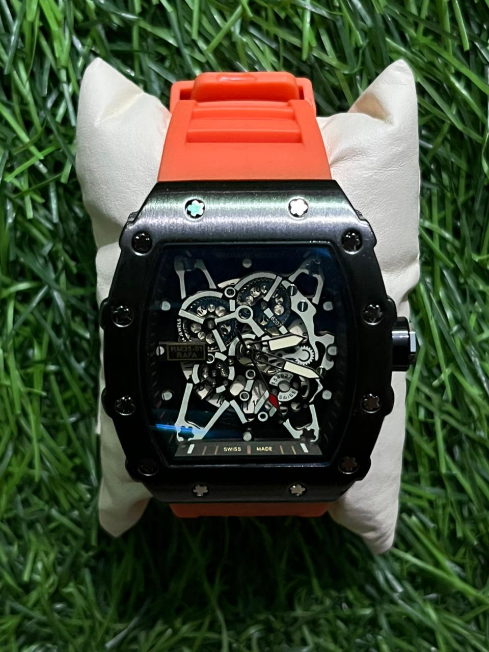WhatsApp Image 2025-11-17 at 12.03.36 PM Rich🔥rd Mi🔥lie Orange Belt Silicon Watch for men - Image 1