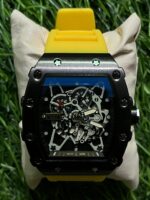 Rich🔥rd Mi🔥lie Black Yellow Belt Silicon Watch for men